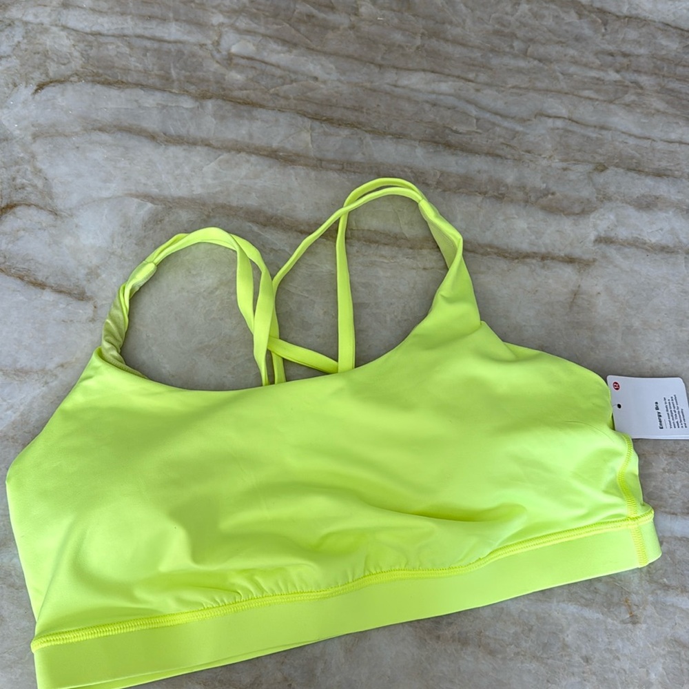 Lululemon sports bra neon yellow never worn cross back